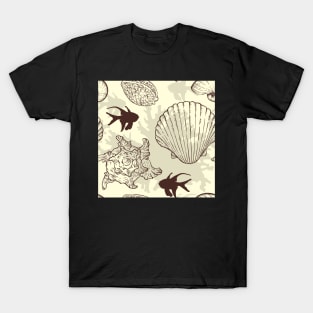 Sea Shells and Sea Life Pattern T-Shirt